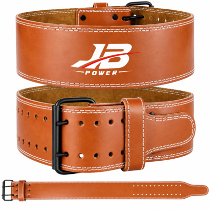 Brown Leather Weightlifting Belt | Double-Prong Support