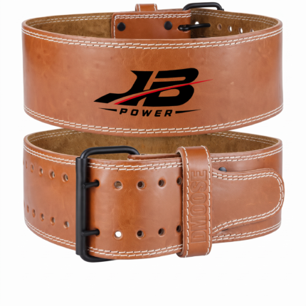 Tan Leather Weightlifting Belt | Double-Prong Support